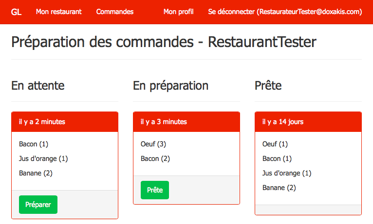 Préparation d'une commande